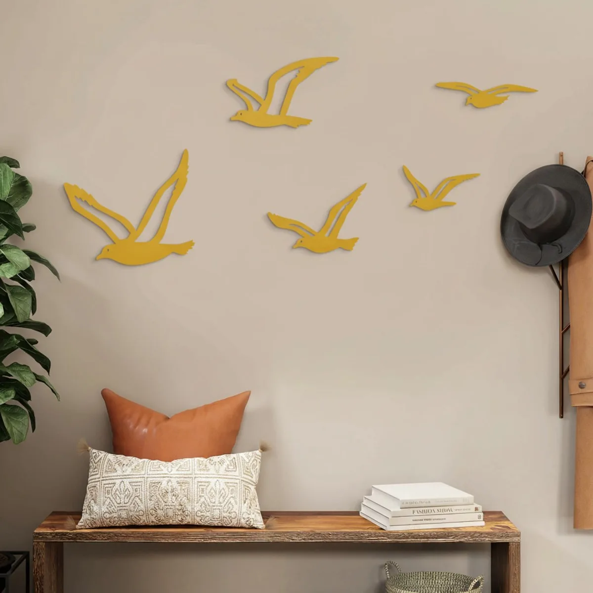 Seagull Flock Wall Decor – 5 Pieces – Birch Plywood