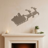 Traîneau du Père Noël – silhouette murale en contreplaqué de bouleau avec rennes