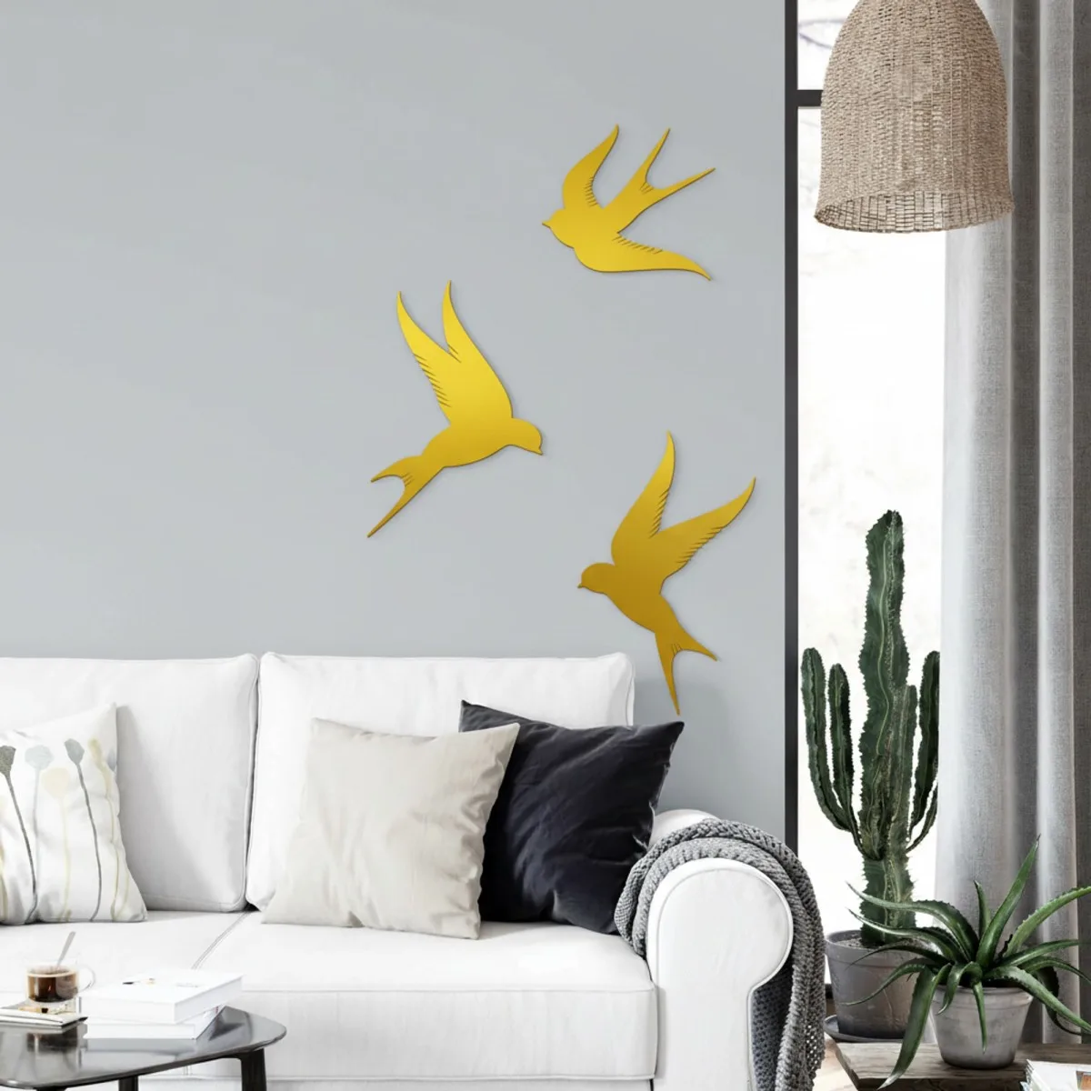 Déco murale en bois – Trio d'oiseaux – Contreplaqué de bouleau (3 pièces)