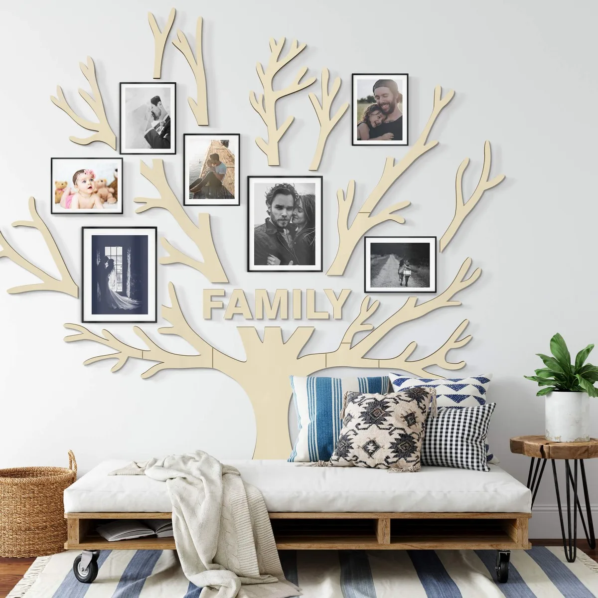 Décoration murale en bois - Arbre de vie XXL sans feuilles (19 pièces) - Contreplaqué de bouleau 3 mm
