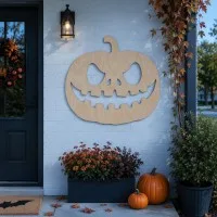 Halloween Kürbis Wandbild – Gruselige Jack-o'-Lantern Silhouette