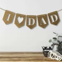 Holz-Girlande „I love Dad“ aus Birken-Sperrholz – 5 Wimpel