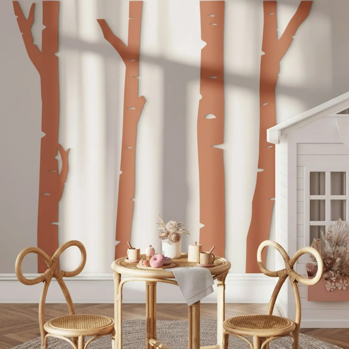 Birch Tree Forest Wall Decor – 4 Birch Trunks, Birch Plywood