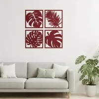 Déco murale Feuilles tropicales – Set de 4 – Bouleau
