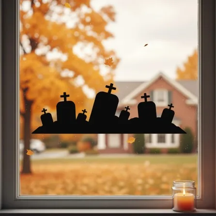 Begraafplaats wanddecoratie – silhouet van grafstenen – berkenmultiplex