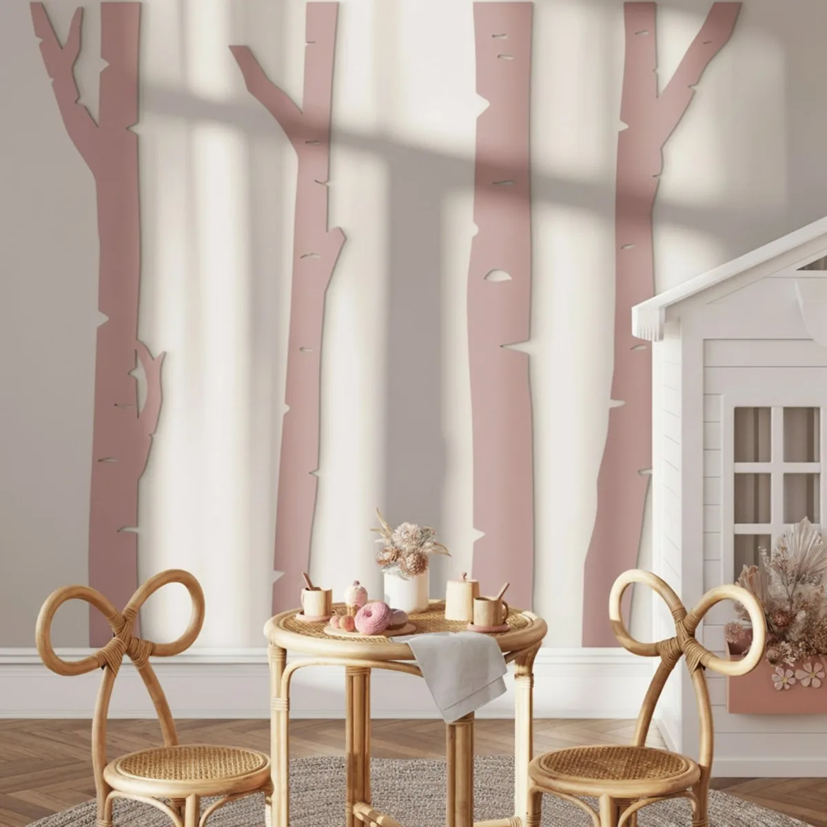 Birch Tree Forest Wall Decor – 4 Birch Trunks, Birch Plywood