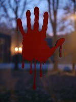 Bloody Handprint Wall Art – Halloween Bleeding Hand with Drips – Birch Plywood