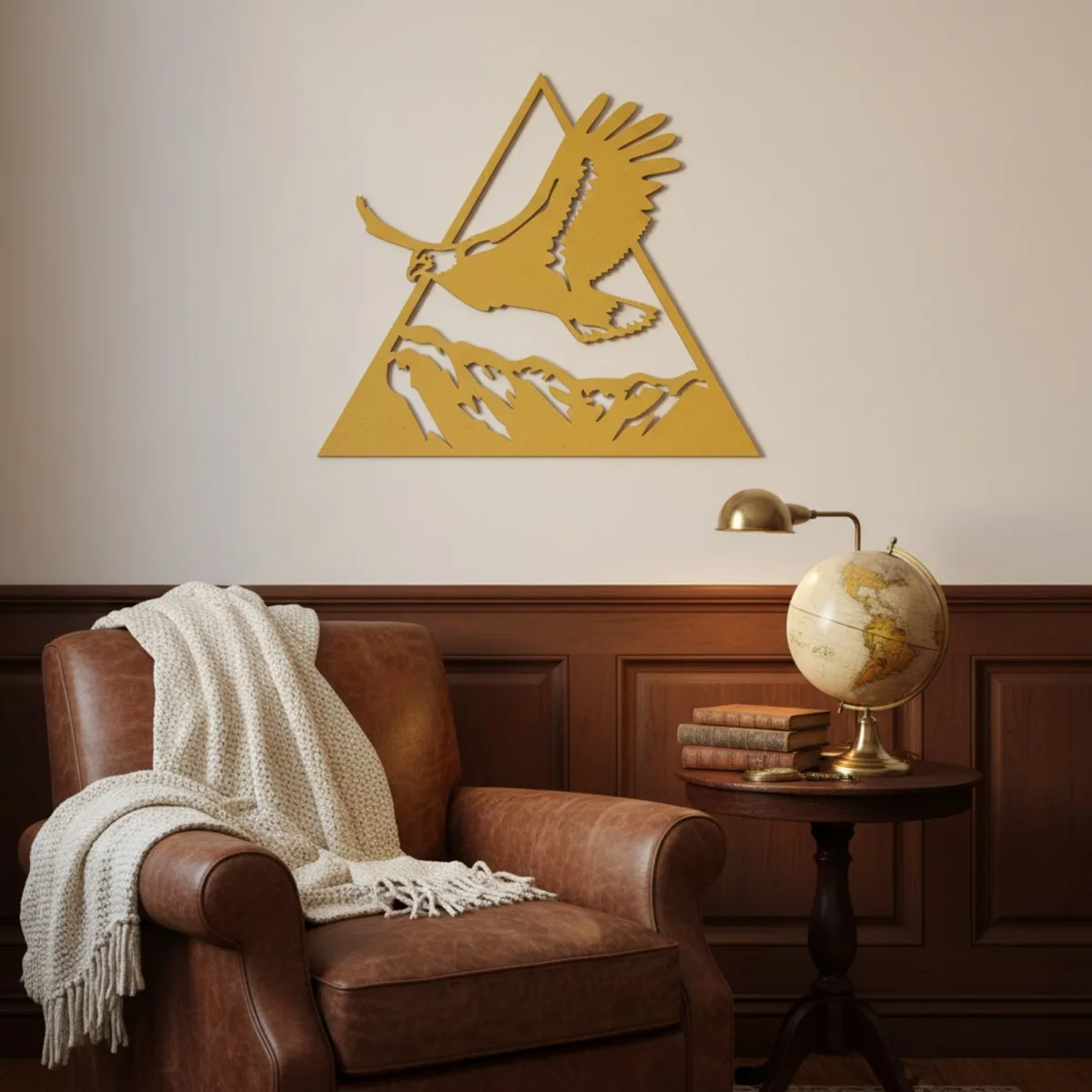 Décoration en bois contreplaqué Aigle au-dessus des montagnes