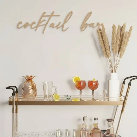Cocktail Bar Cursive Sign – Birch Plywood Wall Decor