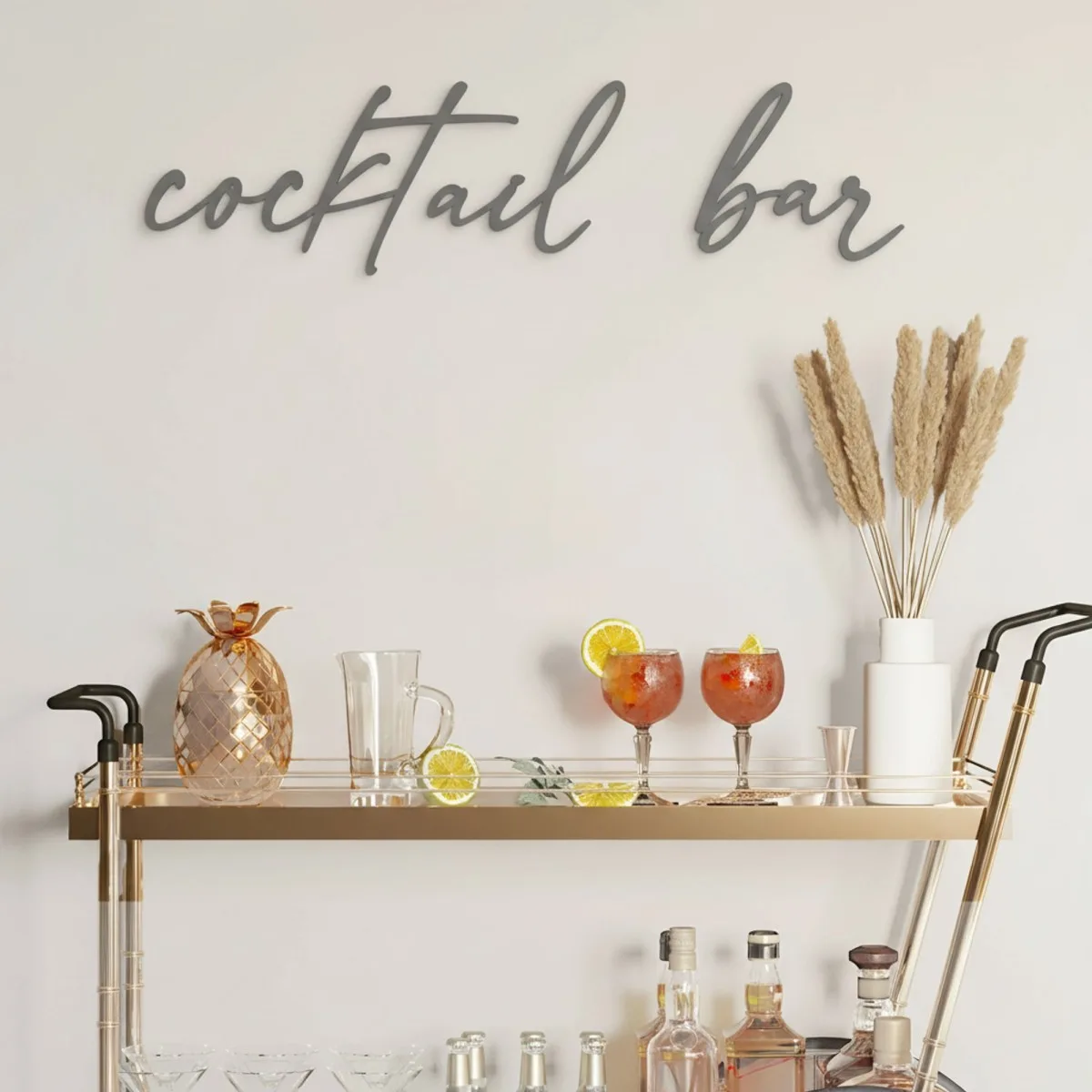 Cocktail Bar Cursive Sign – Birch Plywood Wall Decor