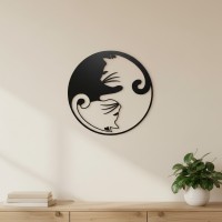 Chats Yin Yang — décoration murale ronde
