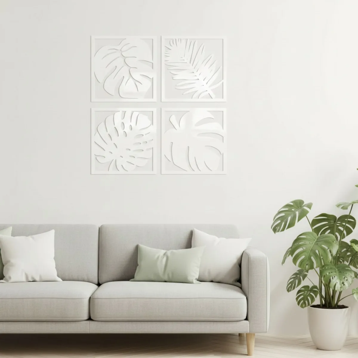 Déco murale Feuilles tropicales – Set de 4 – Bouleau