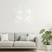 Déco murale Feuilles tropicales – Set de 4 – Bouleau