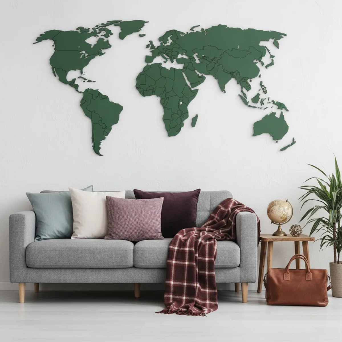 Plywood World Map Wall Decor