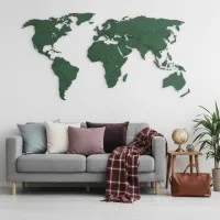 Plywood World Map Wall Decor