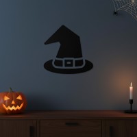 Heksenhoed wanddecoratie – Halloween silhouet met gesp – Berk multiplex