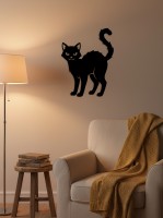 Halloween zwarte kat wanddecoratie – Silhouet met gebogen rug – Berk multiplex