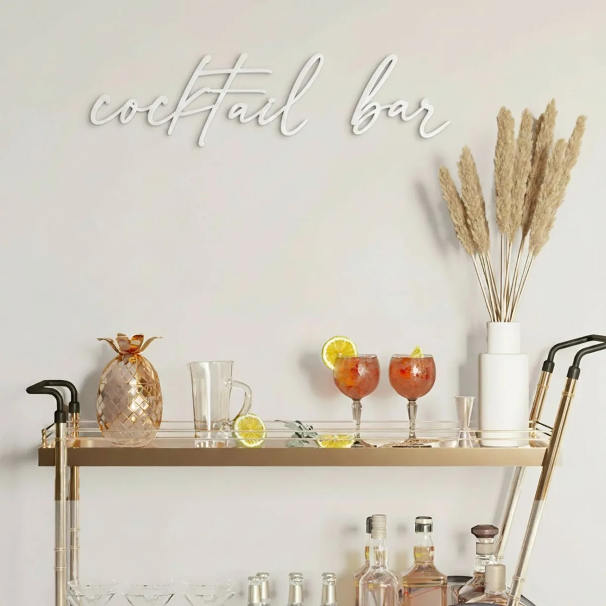 Cocktail Bar Cursive Sign – Birch Plywood Wall Decor