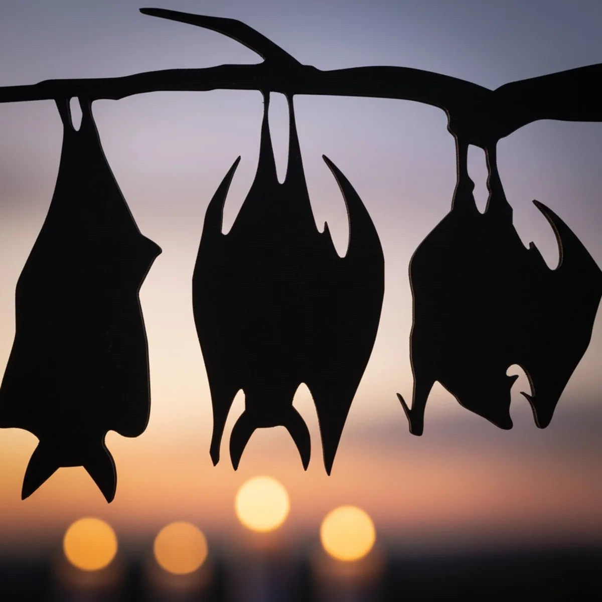 Bats on Branch Wall Art – Halloween Bat Colony Silhouette – Birch Plywood