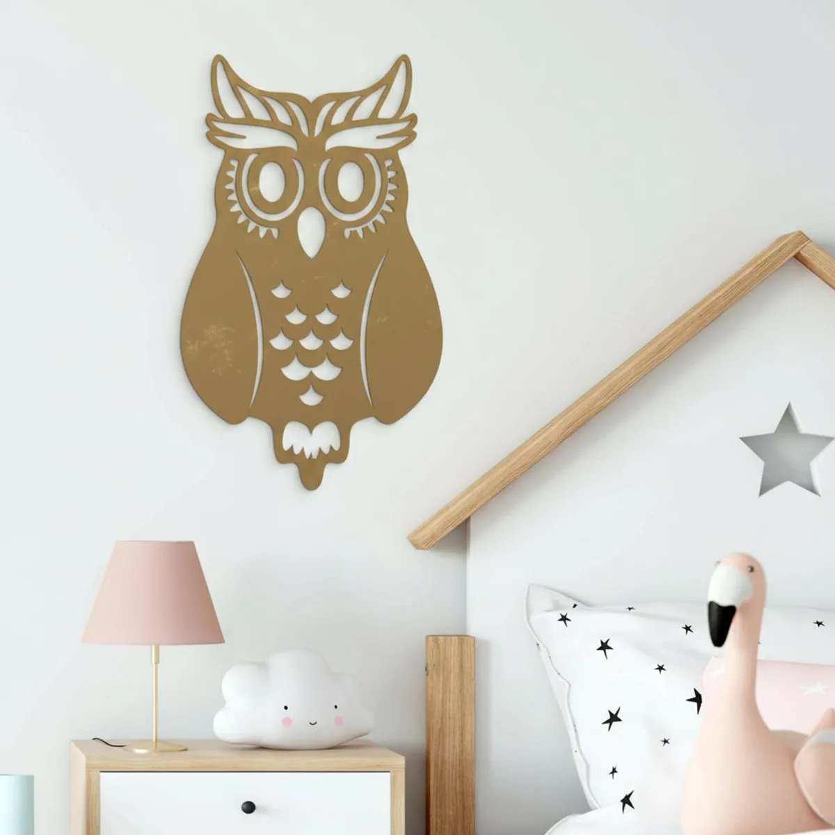 Décoration murale chouette en contreplaqué de bouleau – découpe ajourée