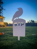 Halloween raaf grafsteen tuinsteker – RIP silhouet met raaf