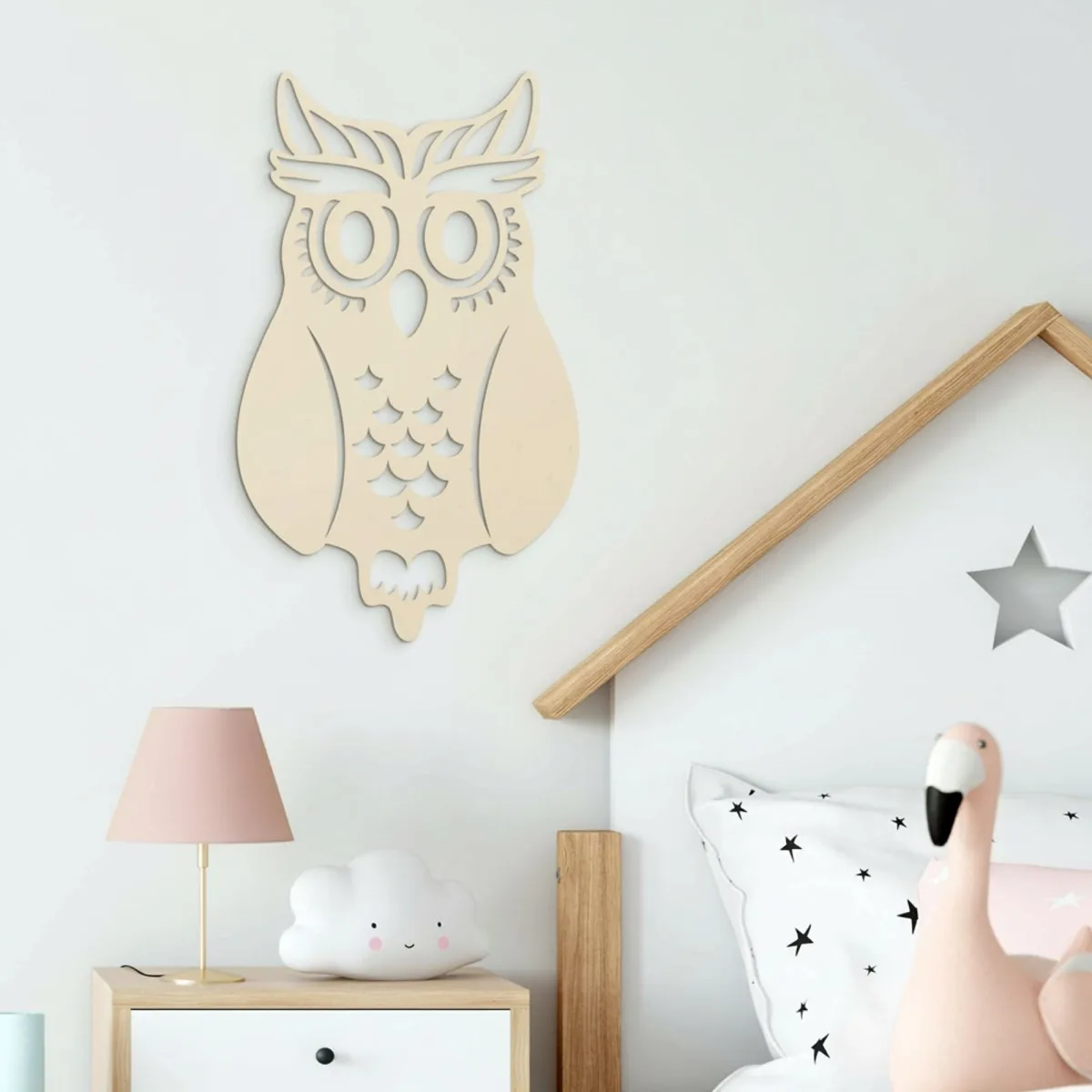 Décoration murale chouette en contreplaqué de bouleau – découpe ajourée