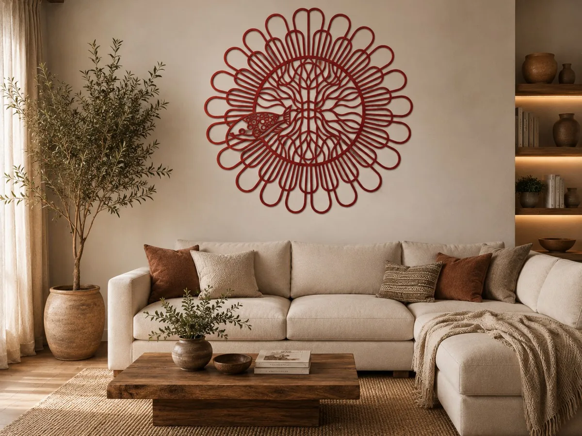 Wooden Mandala with Fish