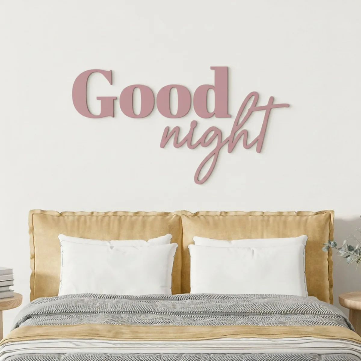 Good Night wanddecoratie van berken multiplex