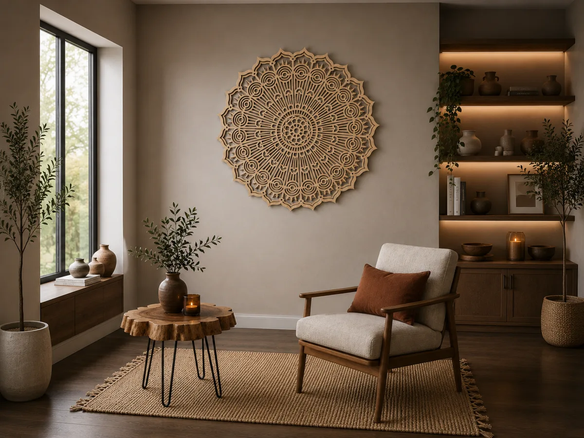 Wooden Mandala Rosette Wall Panel