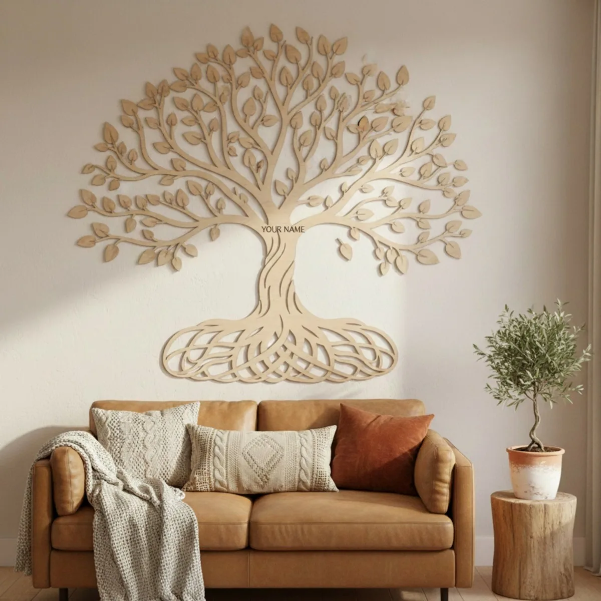 Set de décoration murale en contreplaqué « Arbre de vie » XXL (19 pièces)