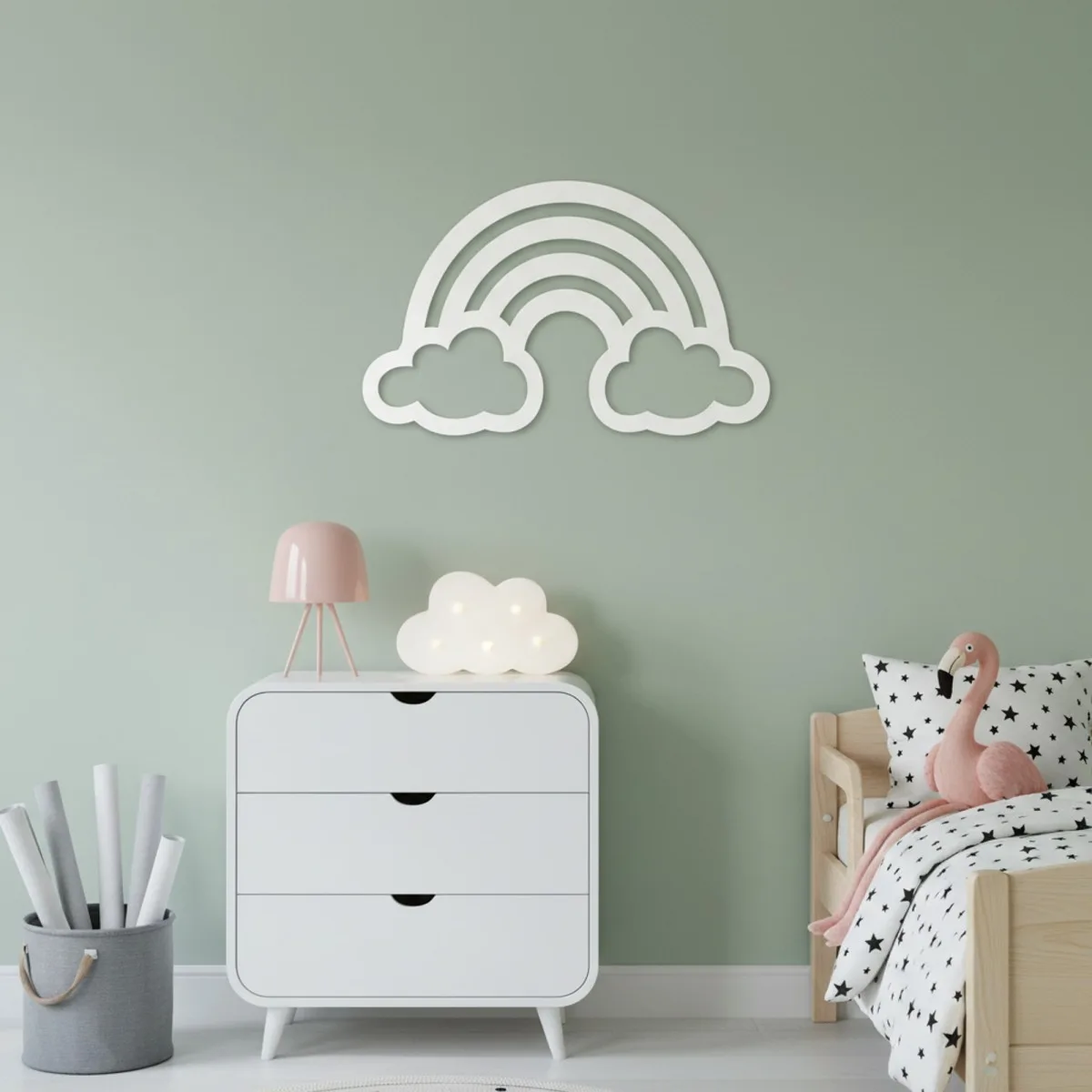 Rainbow with Clouds – Birch Plywood Wall Decor