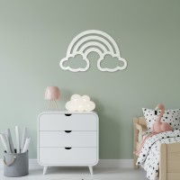 Rainbow with Clouds – Birch Plywood Wall Decor
