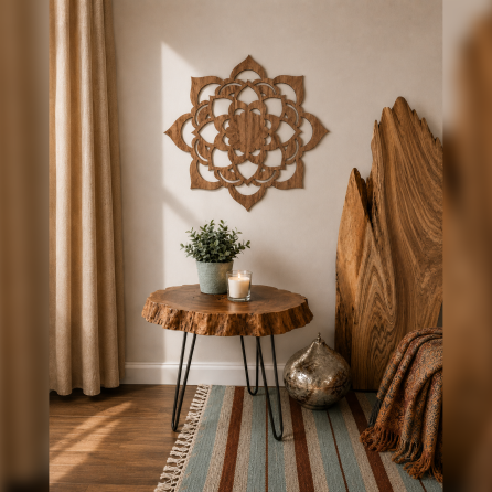 Wooden Wall Mandala Lotus