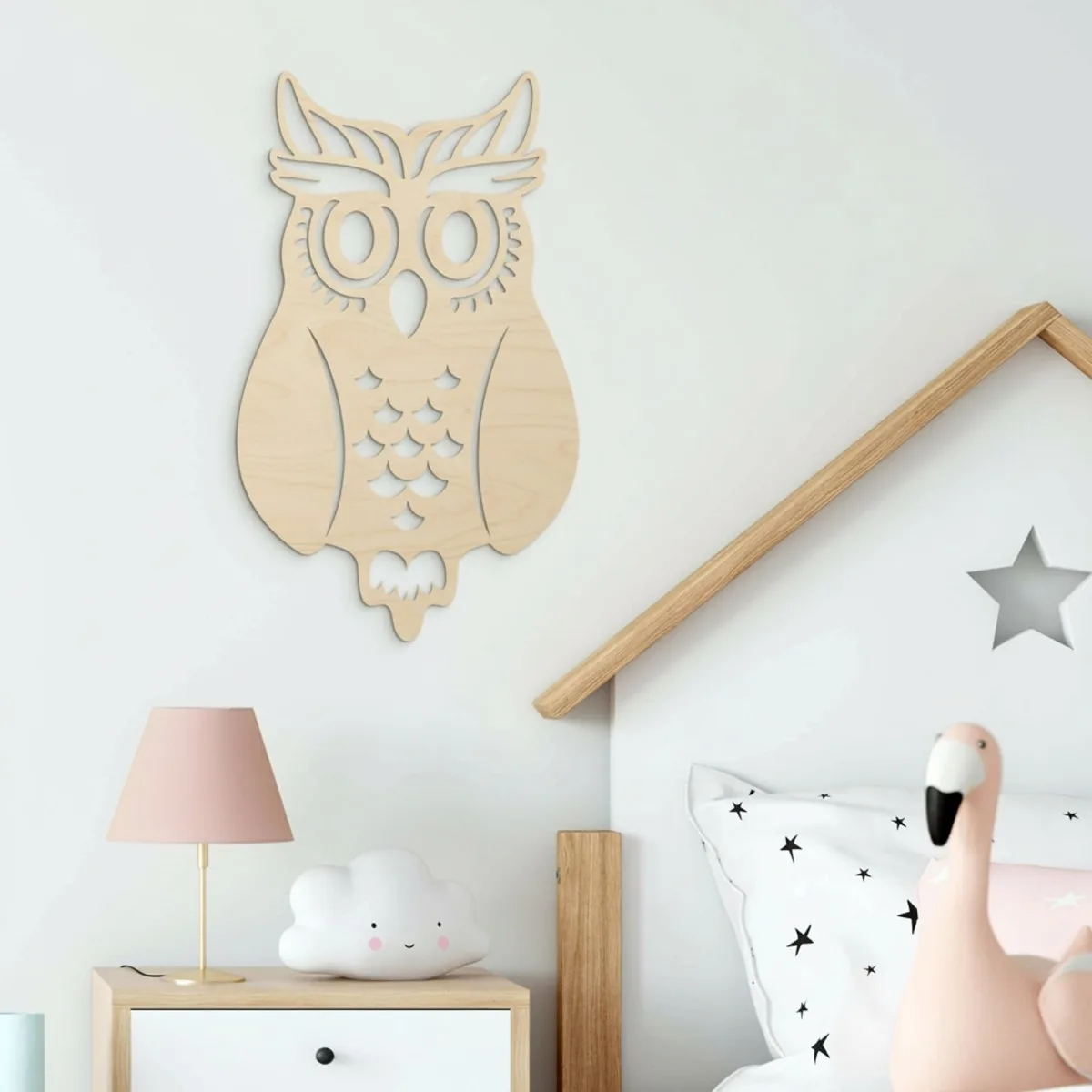 Décoration murale chouette en contreplaqué de bouleau – découpe ajourée