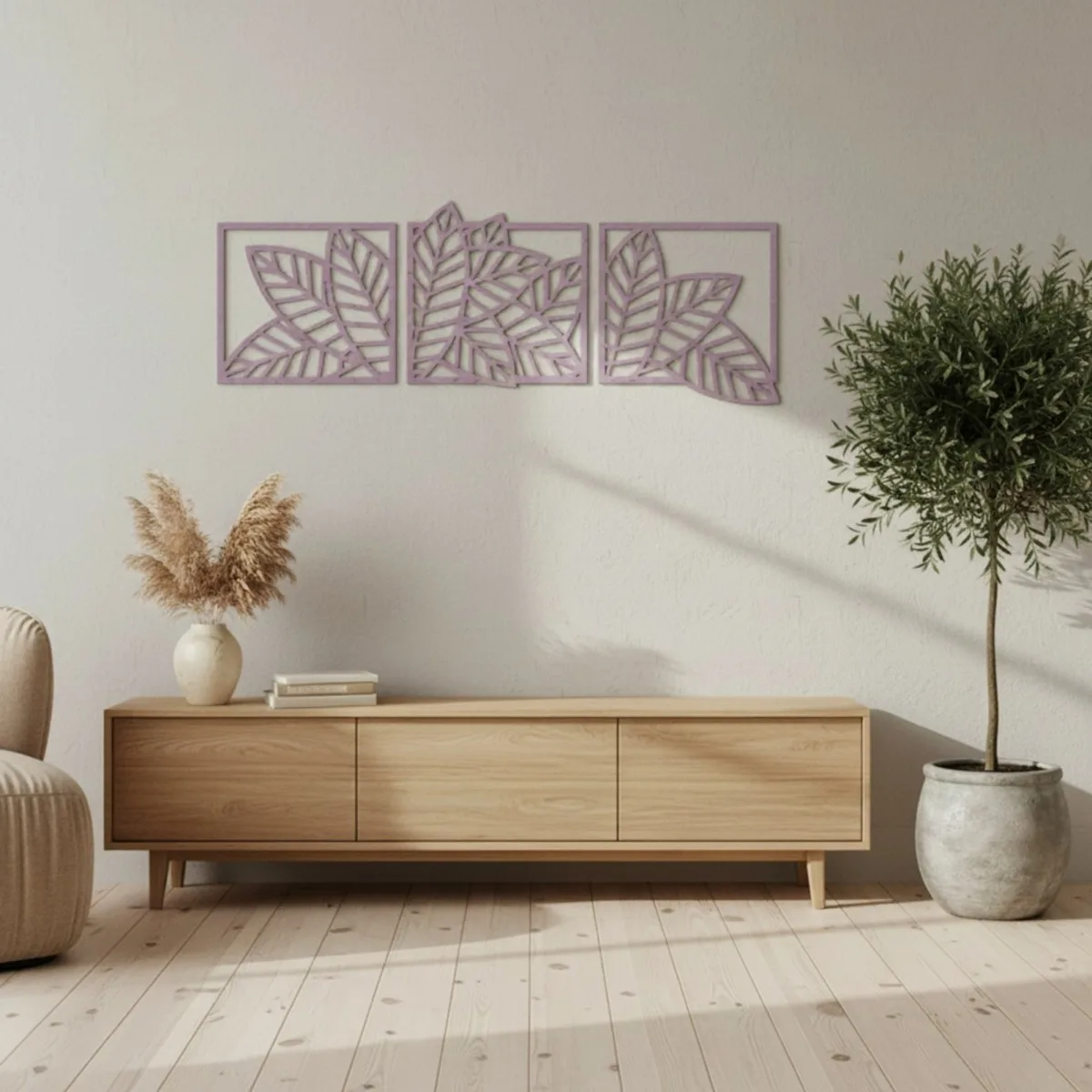 Leaf Set (3 pieces) – Birch Plywood Botanical Wall Decor