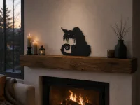 Décoration d'Halloween en bois : le chat