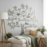 Family Tree Wall Decor XXL with 6 Photo Frames – Birch Plywood