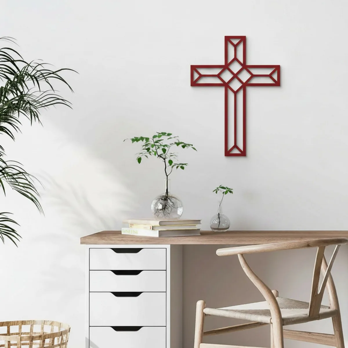 Origami-Kreuz Wanddekoration aus Birken-Sperrholz