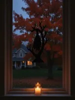 Bat on Tree Wall Art – Sleeping Bat Hanging on a Bare Spooky Tree – Birch Plywood