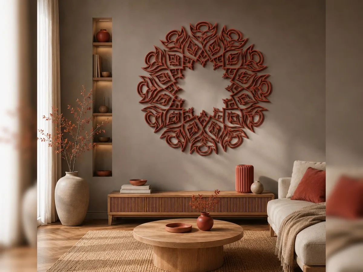 Wall Mandala Line Art Plywood Panel