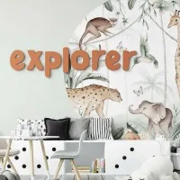 Houten woord „Explorer” van berkenmultiplex – decoratieve letters