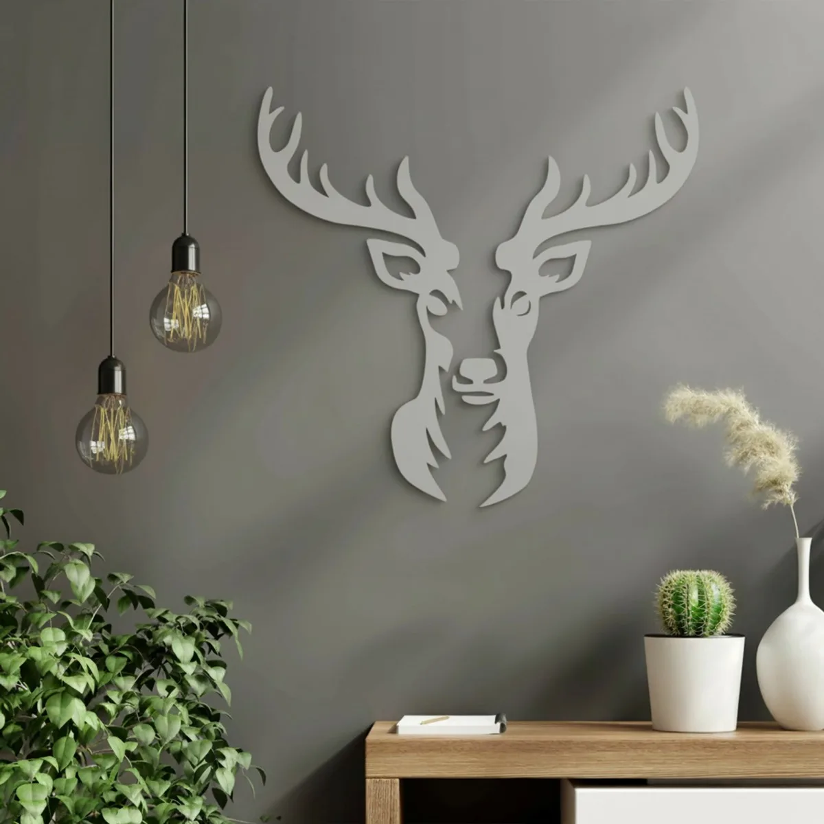 Deer Head Wall Decor – Birch Plywood – 40x42 cm