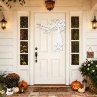 Chauve-souris suspendue à une branche Halloween – Silhouette effrayante pour porte et mur
