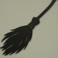 Classic Witch Broom Wall Decor – Diagonal Broomstick Silhouette – Birch Plywood 45x45 cm