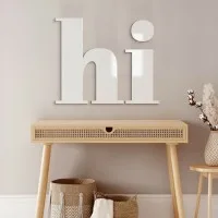 Enseigne Hi en contreplaqué de bouleau – déco murale 24x20 cm
