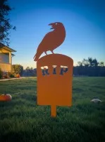 Halloween raaf grafsteen tuinsteker – RIP silhouet met raaf