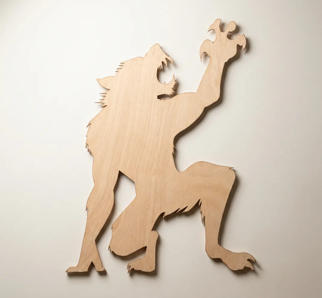 Wooden Werewolf Silhouette For Decor