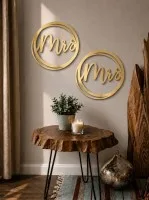 Plywood Wood Decoration Mrs and Mrs