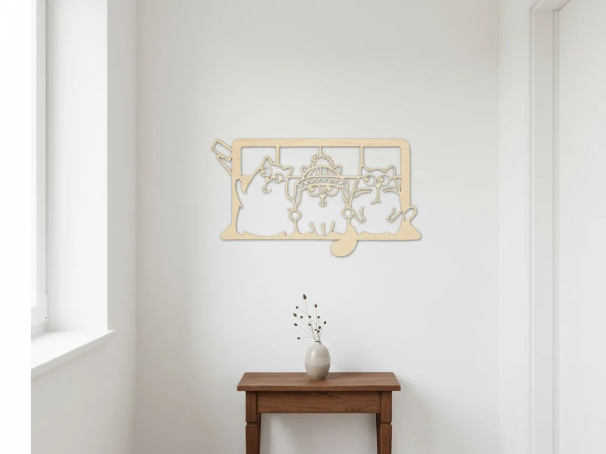 Drie katten op de vensterbank wanddecoratie