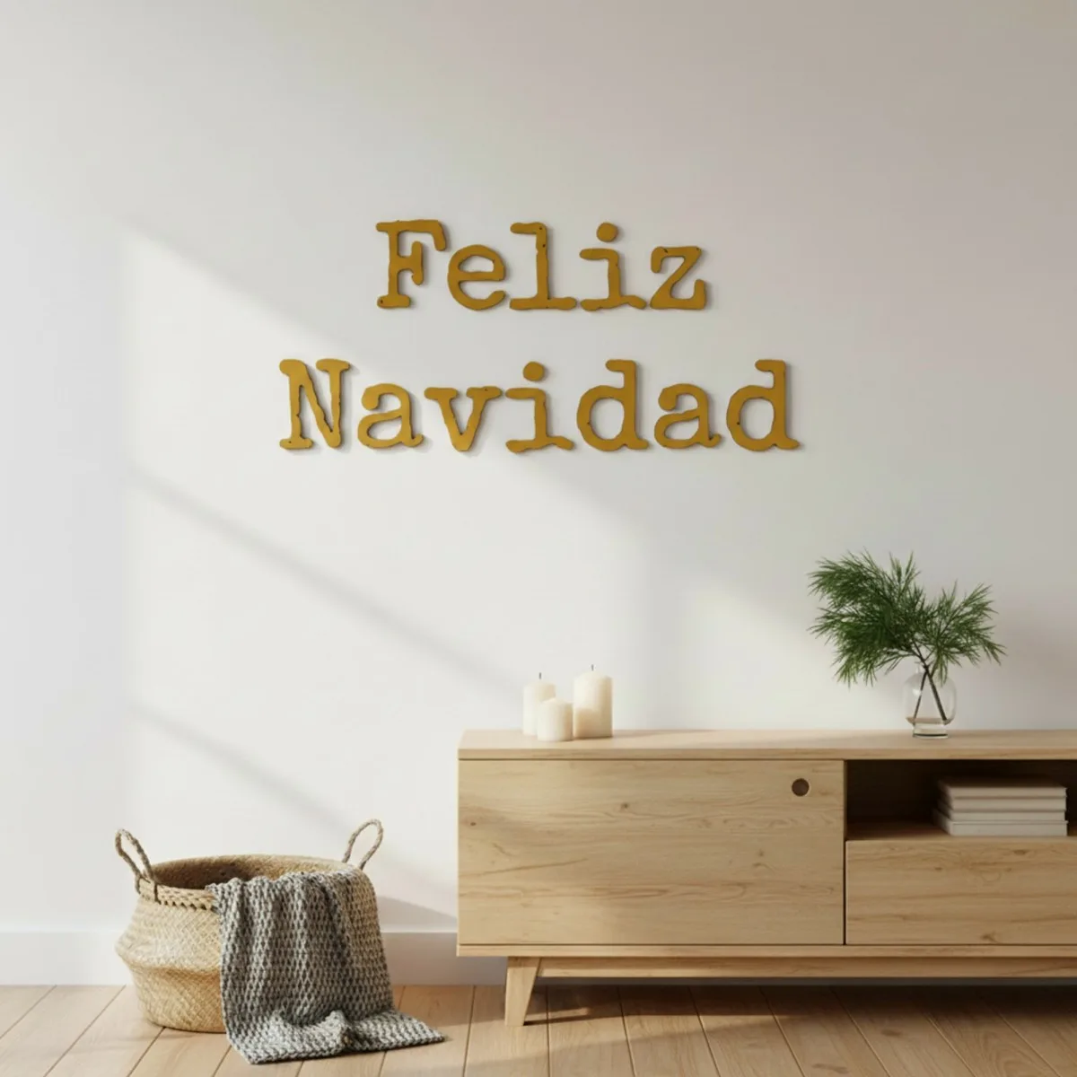 Feliz Navidad – Typemachine letters van berkenmultiplex (2 stukken)